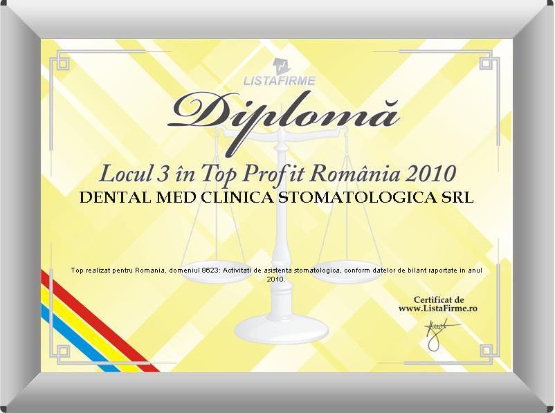 2009 Locul III Top Profit Romania Stomatologie
